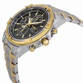 Seiko Solar Chronograph Black Dial Two-Tone Stainless Steel Men's Watch SSC142