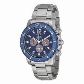 Seiko Solar Chronograph Blue Dial Stainless Steek Men's Watch SSC247