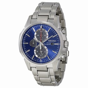 Seiko Solar Chronograph Blue Dial Stainless Steel Men's Watch SSC085