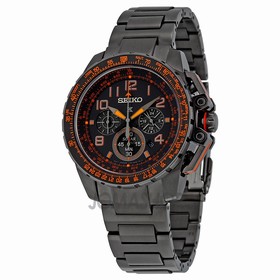 Seiko Solar Chronograph Flight Computer Black Dial Black-plated Men's Watch SSC277
