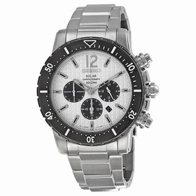 Seiko Solar Chronograph White Dial Stainless Steel Men's Watch SSC243