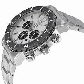 Seiko Solar Chronograph White Dial Stainless Steel Men's Watch SSC243