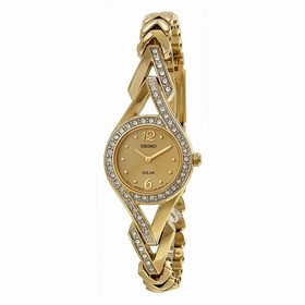 Seiko Solar Gold Dial Gold-Tone Steel Ladies Watch SUP176