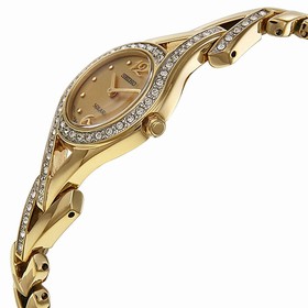 Seiko Solar Gold Dial Gold-Tone Steel Ladies Watch SUP176