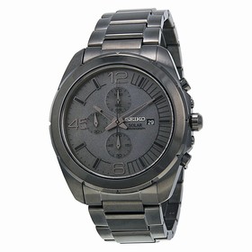 Seiko Solar Grey Dial Gunmetal Chronograph Men's Watch SSC235