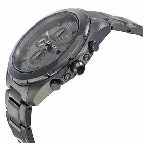 Seiko Solar Grey Dial Gunmetal Chronograph Men's Watch SSC235