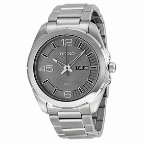 Seiko Solar Grey Dial Stainless Steel Men's Watch SNE273