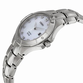 Seiko Solar Mother of Pearl Dial Stainless Steel Ladies Watch SUT125