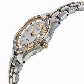 Seiko Solar Mother Of Pearl Dial Two-tone Stainless Steel Ladies Watch SUT068