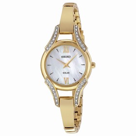 Seiko Solar Mother of Pearl Gold-tone Ladies Watch SUP216