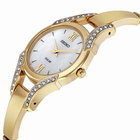 Seiko Solar Mother of Pearl Gold-tone Ladies Watch SUP216