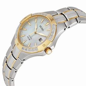 Seiko Solar Mother of Pearl Two-tone Ladies Watch SUT124