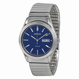 Seiko Solar Quartz Blue Dial Stainless Steel Men's Watch SNE057