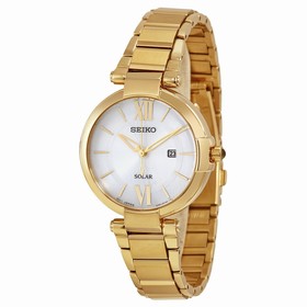 Seiko Solar Silver Dial Gold-tone Ladies Watch SUT158