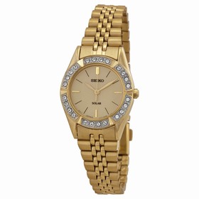 Seiko Solar Swarovski Crystal Gold-tone Ladies Watch SUP096