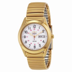 Seiko Solar White Dial Gold-tone Men's Watch SNE064