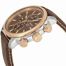 Seiko Sport Chronograph Brown Dial Brown Leather Men's Watch SNAF52