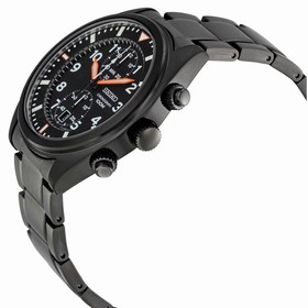 Seiko Sports Black Stainless Steel Chronograph Men's Watch SNN237