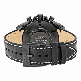 Seiko Sportura Chornograph Black Dial Black Leather Men's Watch SNAF37