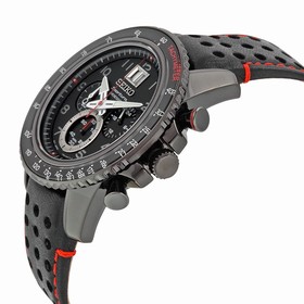 Seiko Sportura Chronograph Black Dial Black Leather Men's Watch SPC141