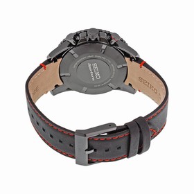 Seiko Sportura Chronograph Black Dial Black Leather Men's Watch SPC141