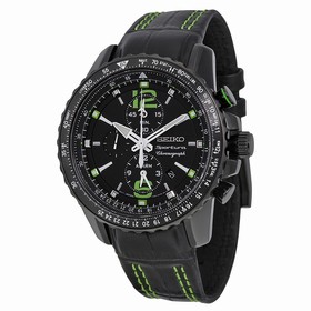 Seiko Sportura Chronograph Black Dial Black Men's Watch SNAE97