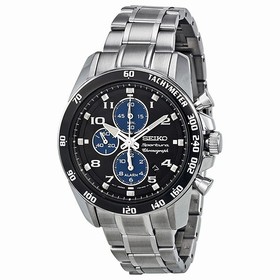 Seiko Sportura Chronograph Black Dial Stainless Steel Men's Watch SNAE63
