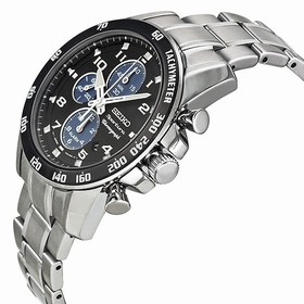 Seiko Sportura Chronograph Black Dial Stainless Steel Men's Watch SNAE63