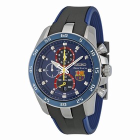 Seiko Sportura FC Barcelona Chronograph Blue Dial Blue Silicone Men's Watch SPC089P2