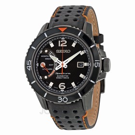 Seiko Sportura Kenetic Black Dial Black Leather Men's Watch SRG021