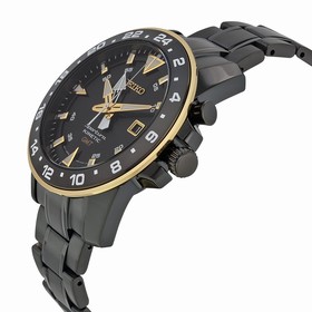 Seiko Sportura Kinetic GMT Black Dial Stainless Steel Men's Watch SUN026