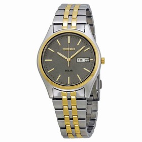 Seiko Two-tone Solar Charcoal Dial Men's Watch SNE042