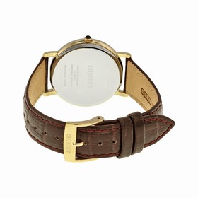 Seiko White Dial Brown Leather Men's Watch SKK648
