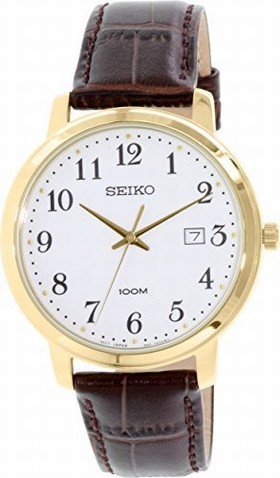 Seiko White Dial Brown Leather Men's Watch SUR114