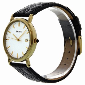 Seiko White Dial Gold Tone Stainless Steel Men's Watch SKK694