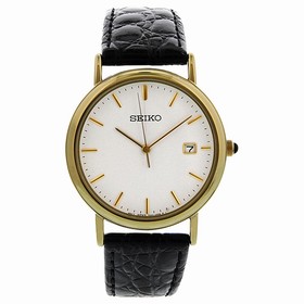Seiko White Dial Gold Tone Stainless Steel Men's Watch SKK694