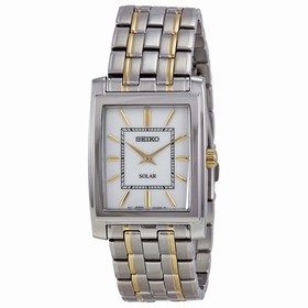 Seiko White Dial Two-tone Solar Quartz Men's Watch SUP893