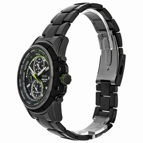 Seiko World Timer Chronograph Black Dial Black PVD Stainless Steel Men's Watch SPL045