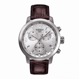 Tissot PRC 200 Quartz Chronograph Silver Brown Leather (T0554171603700)