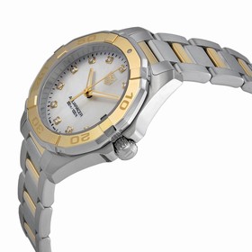 Tag Heuer Aquaracer Mother of Pearl Diamond Dial Stainless Steel 18kt Yellow Gold Ladies Watch WAY1351.BD0917