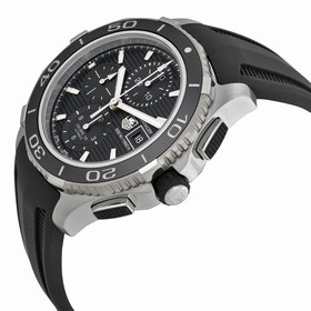 Tag Heuer Aquaracer Black Dial Chronograph Black Rubber Men's Watch CAK2110FT8019