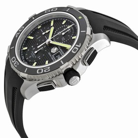 Tag Heuer Aquaracer Black Dial Chronograph Stainless Steel Black Rubber Men's Watch CAK2111FT8019