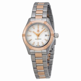 Tag Heuer Aquaracer White Dial 18kt Rose Gold Stainless Steel Ladies Watch WAP1450BD0837