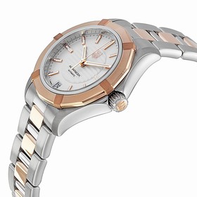 Tag Heuer Aquaracer White Dial Stainless Steel and 18kt Rose Gold Ladies Watch WAP2350BD0838