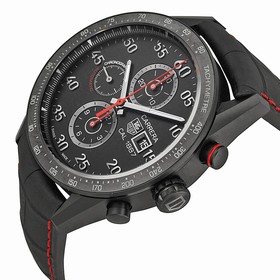 Tag Heuer Carrera 1887 Chronograph Automatic Black Dial Black Leather Mems Watch CAR2A80FC6237