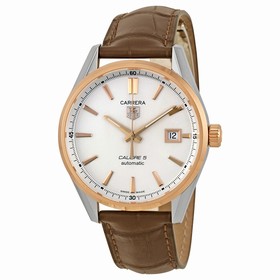 Tag Heuer Carrera Calibre 5 Silver Dial Brown Leather Men's Watch WAR215DFC6181