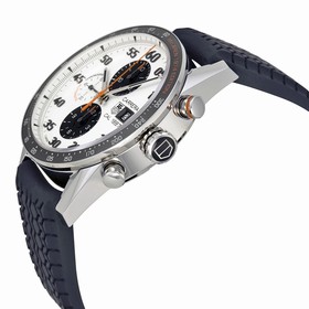 Tag Heuer Carrera Chronograph McLaren Mercedes Calibre 1887 White Dial Black Rubber Men's Watch CAR2A12FT6033