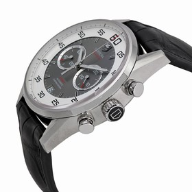 Tag Heuer Carrera Chronograph Silver and Grey Dial Black Leather Men's Watch CAR2B11FC6235