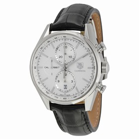 Tag Heuer Carrera Chronograph Silver Dial Automatic Leather Men's Watch CAR2111.FC6266