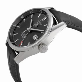 Tag Heuer Carrera Twin Time Anthracite Dial Grey Alligator Leather Men's Watch WAR2012.FC6326